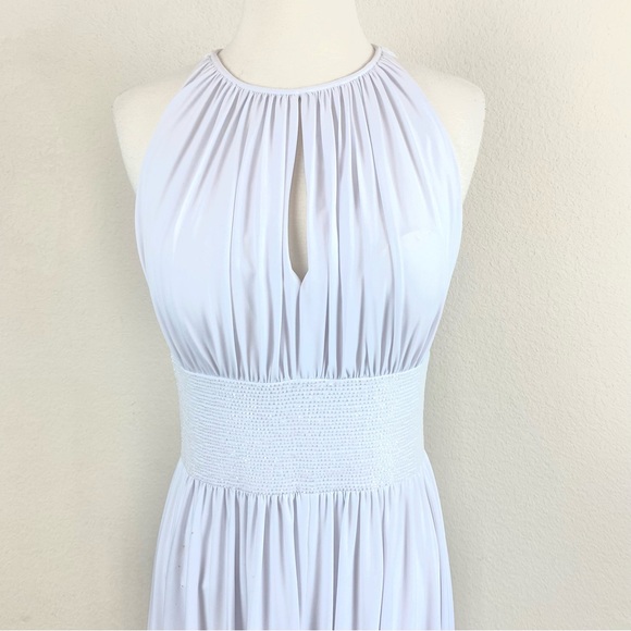 JS Boutique White Halter Beaded Maxi Formal Dress - Picture 2 of 11